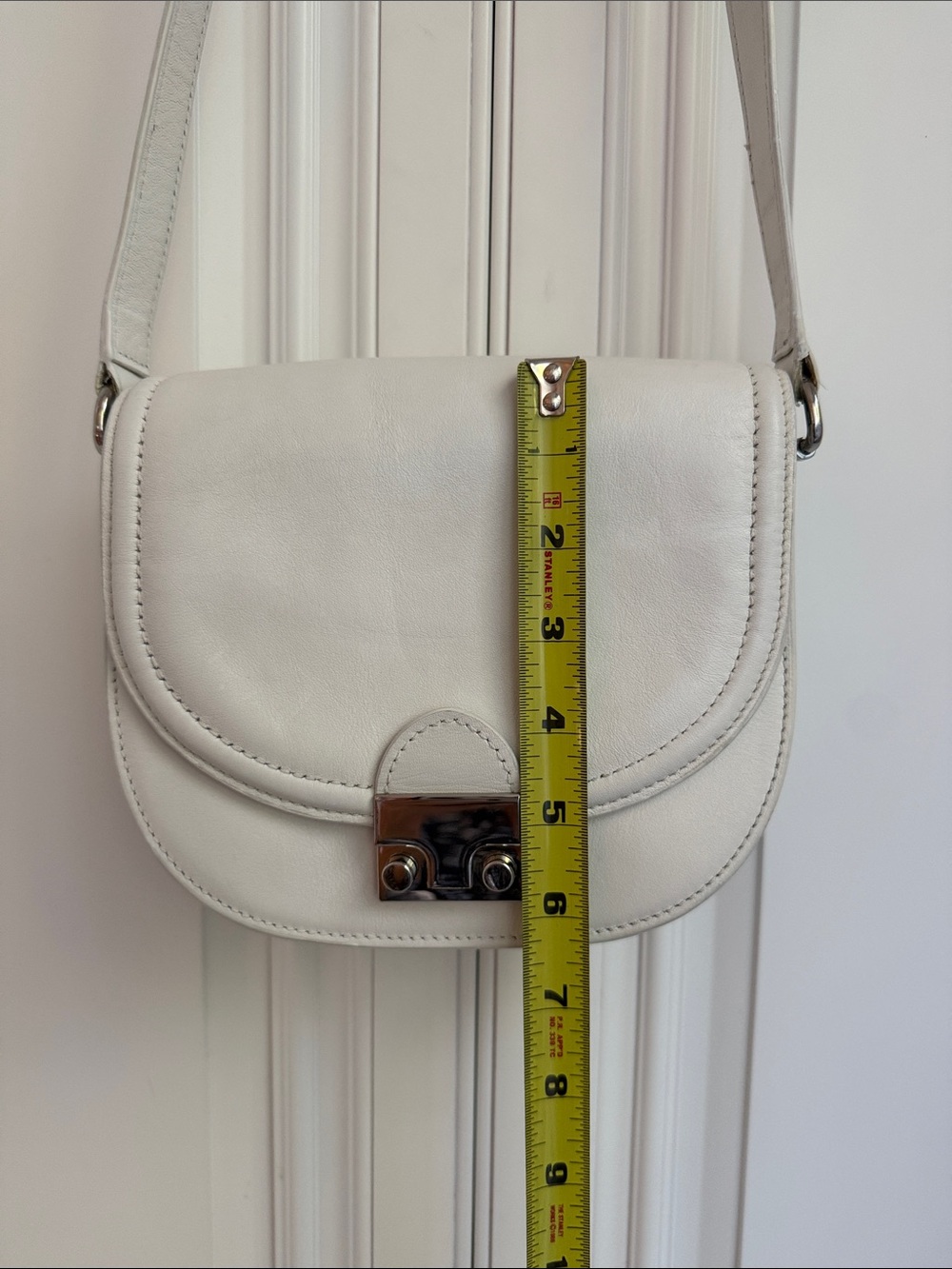 Loeffler Randall White Leather Crossbody Saddle Bag with Silver-Tone Hardware - Picture 13 of 13